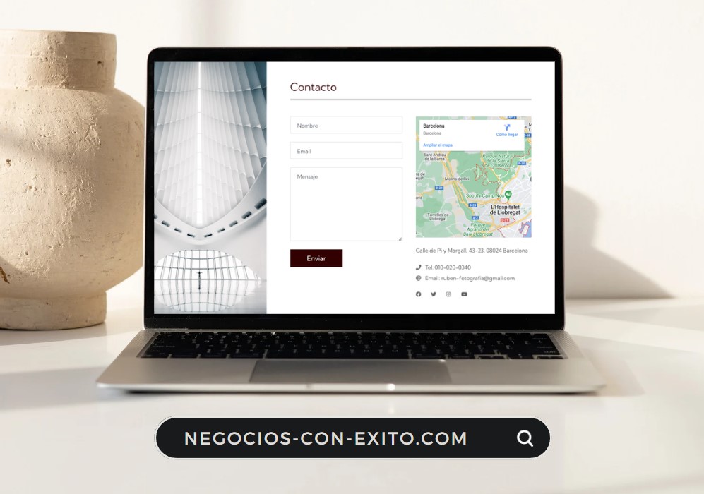 apartado de contactos de la página web creada por negocios con éxito